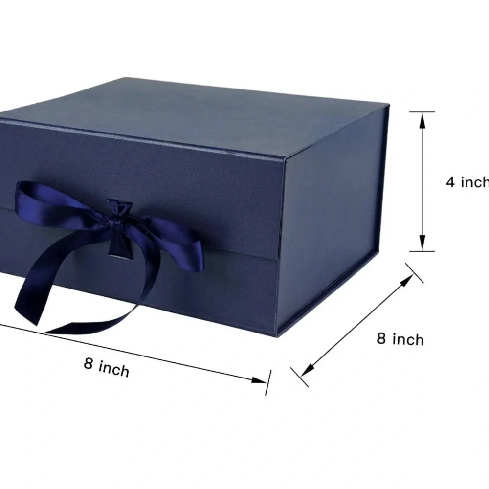White Collapsible Gift Box with Satin Ribbon and Magnetic Lid
